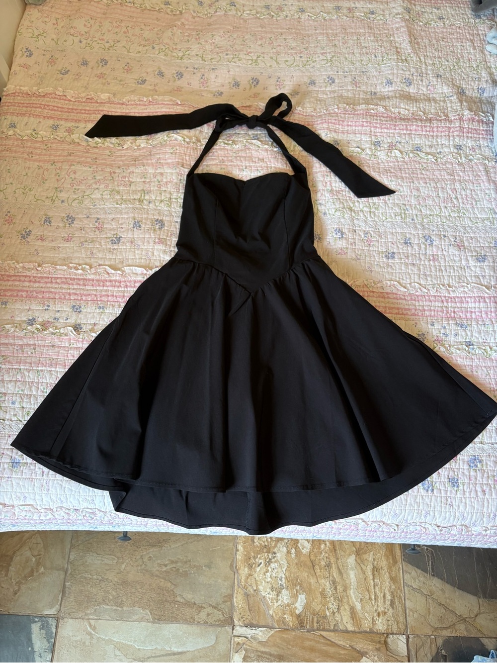 Black Halter Fit-and-Flare Dress